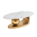 Abstract Golden Ball Coffee Table White + Gold