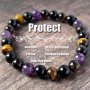 Bohemian Natural Stone Bracelet - 1 Piece Elastic Beaded Protection Bracelet Amethyst Citrine Black Tourmaline Rainbow Obsidian Tiger Eye Unisex Accessory Adjustable Fit Ideal