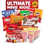 Ultimate Movie Night Snack Bundle - 17 Items - Movie Night Basket Gift Set With Movie Vintage Popcorn Tub Movie Candy Variety Pa