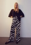 Wide Pull-on Trousers - Black & Zebra Print