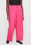 Plus Straight Leg Linen Pants - Pink