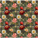 Printed Runner Embroidery Flowers 1
