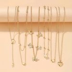 6PC Bohemian Style Necklace Set With Star Moon Butterfly Heart Faux Pearl & Tassels Pendants Jewelry Perfect For Festive Parties