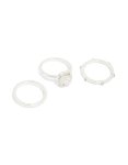 Silver Diamante Engagement Rings 3-PACK - M l
