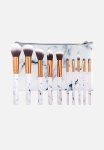 10 Piece Make Up Brush Set And Purse - White Marble
