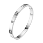 Women Stainless Steel Diamond Silver Bangle Bracelet