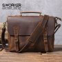 Men's Vintage Genuine Leather Briefcase Crossbody Bag Bags For Work & Business Father's Day Gift