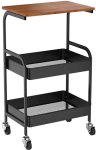 Generic Metal Basket And Lockable Wheels For Kitchen Steel Wood Organizer Kitchen Rack