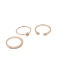 Rose Gold Cubic Zirconia Petal Rings 3-PACK - M l