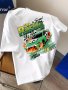 Racing Car Print Short Sleeve Cotton T-Shirt For Men Summer Casual Athletic Crew Neck Top For Daily Wear