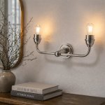 Double Wall Light For Bedroom And Hallway 2 Light Wall Fitting Antique Brass Silver - Antique Silver