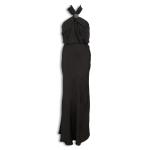 Black Blouson Brooch Trim Halter Dress