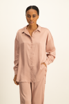 Dani Oversized Satin Shirt - Blush - XS