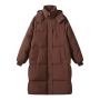 Classic Women's Brown Longline Puffer Jacket For Women