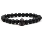 Natural Black Matte Agate With Black Knight Helmet