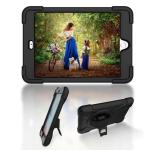 For Ipad MINI 3 & 2 & 1 Shockproof Colorful Silicone + PC Protective Case With Holder & Hand Grip Strap Black