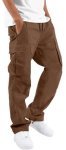 Hungson Mens Cargo Pants Drawstring Casual Hiking Pants Joggers Athletic Trousers Cotton Loose Straight Sweatpants For Men Dark