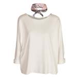 Scarf Detail Batwing Top - Off White Free