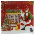 Square Glass Plate - Santa By Bakery 25CM