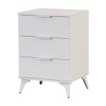 Modern White 3 Drawer Nightstand MW351