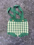CAT & Jack Green Checked Shorts With Suspenders 3 6M