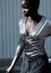 Draped V-neck Thong Body - Silver