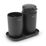Toilet Accessory Set Of 3 - Matt Black White - White