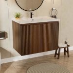 Rainlux 30" Wall Mounted Bathroom Cabinet With Ceramic Sink Patented 1-MINUTE Tool-free Installation Space-saving Vanity For Sma
