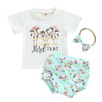 Heard That T-Shirt With Floral Cow Bloomer And Headband