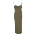 Olive Green Twisted Strap Midi Dress
