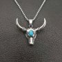 1PC Domineering Bull Head Pendant Men's Alloy Retro Turquoise Stainless Steel Necklace Accessories