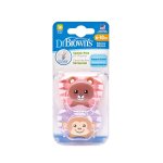 Dr Browns Paci 6-12M Girl Animal 2PK