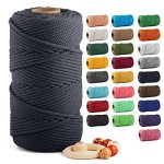 Macrame Cotton Cord 5MM X 109 Yards Zuext 100% Natural Handmade Colorful 4 Strands Twisted Braided Cotton Rope For Wall Hanging