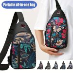 1PC Men's New Chest Bag Sports Canvas Waist Bag Nylon Sports Zipper Chest Bag Zipper Direction Pattern Random