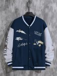 Letter Print Varsity Jacket Men's Casual Baseball Jacket Coat Regular Fit College Hipster Windbreaker For Spring Autumn