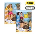 Fashion Doll With Surfboard & Dog Asstd