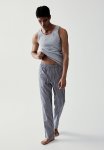 Regular Fit Pyjama Bottoms - Grey Striped