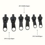 6PCS Zipper Repair Kit - Instant Fix With Multiple Sizes Black Replacement Zippers For Sewing & Knitting