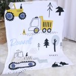Personalised Fleece Blanket Simple Construction Cargo Navy Set
