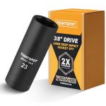 Tightspot 3 8 Inch Drive 23 Mm Deep Impact Socket With Anti-rounding 6 Point Design Heat-treated Crv Steel
