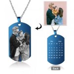 CNE105209 - Personalized Men's Photo Date Calender Dog Tag Chain Stainless Steel