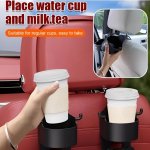 2 4PCS Multi-function Car Seat Back Hooks With Built-in Cup Holder - Durable Plastic Space-saving Auto Interior Accessories