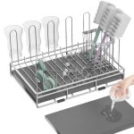 Chilinii Baby Bottle Drying Rack Organizer Stainless Steel Large Countertop Glass Water Bottle Dryer Holder With Diatomite Stone