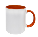 Standard 325ML Sublimation Mug White Outside orange Inside & Handle Set Of 6