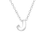 Kiara 925 Sterling Silver A-z Any Initial Letter Necklace 5X6MM 45CM Chain - J