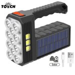 1PC Portable Solar USB Rechargeable Flashlight With 11 LED Handheld Spotlight And Cob Sidelight - Lightweight Searchlight For Fi