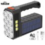 1PC Portable Solar USB Rechargeable Flashlight With 11 LED Handheld Spotlight And Cob Sidelight - Lightweight Searchlight For Fishing Camping And Outdoor Activities