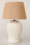 Off-white Leaf Patterned Lamp Base Beige Shade – 61X40CM