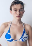 Triangle Bikini Top - Bright Blue & White Floral