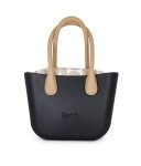 Petite Black Pattern Inner Gold Zip Light Tan Round Handle